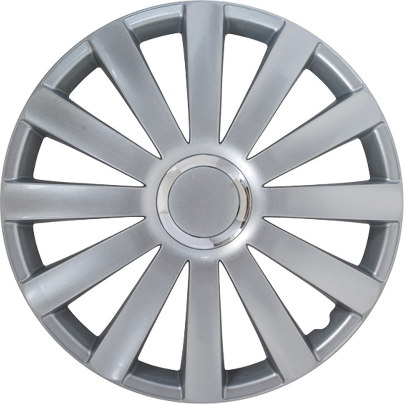 AutoStyle, Wieldoppen, 4 stuks, Spyder 14-inch zilver + chromen ring