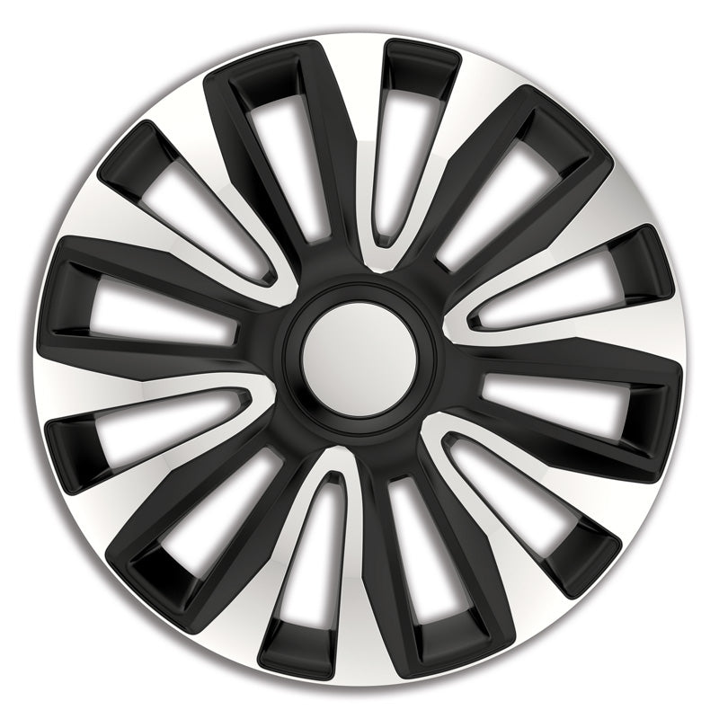 AutoStyle, wieldoppen, 4stuks, Avalone 14-inch zilver/zwart