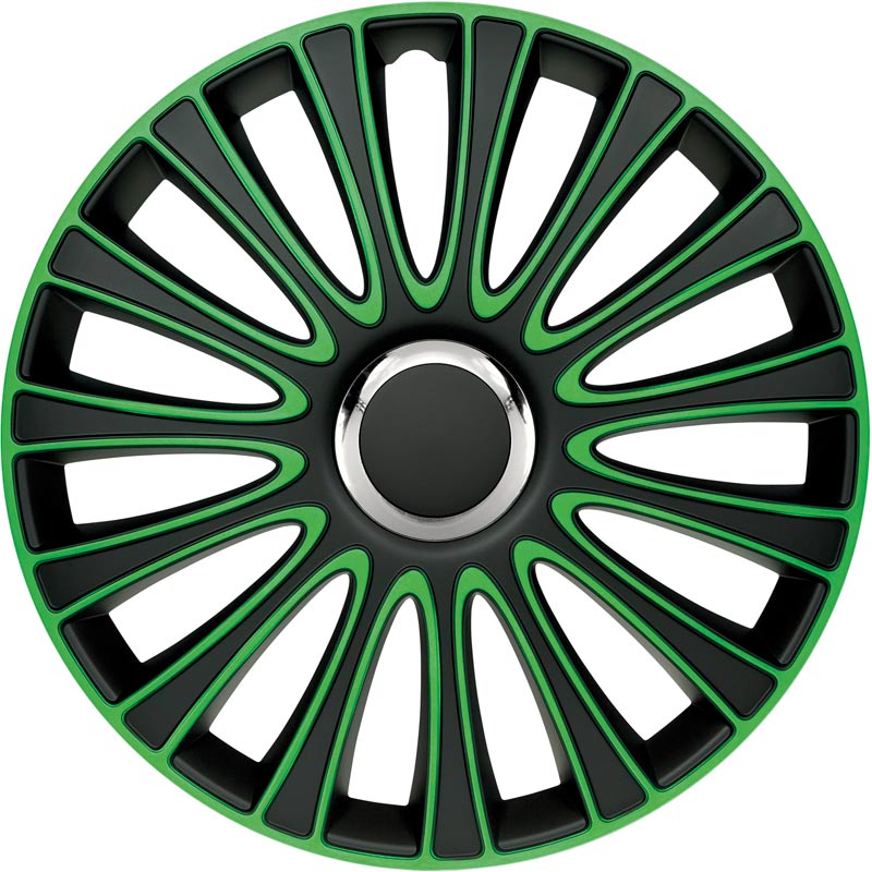 AutoStyle, enjoliveurs, 4pcs, LeMans 16-tommer noir/vert