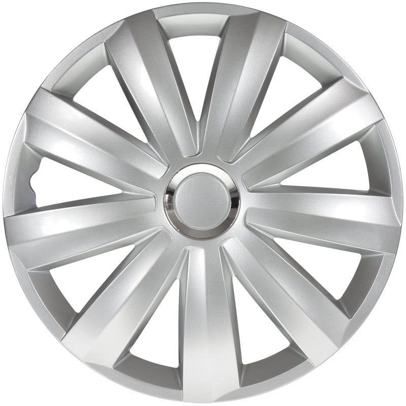 AutoStyle, wieldoppen, 4 stuks, Venture Pro 13-inch zilver + chromen ring (nylon)