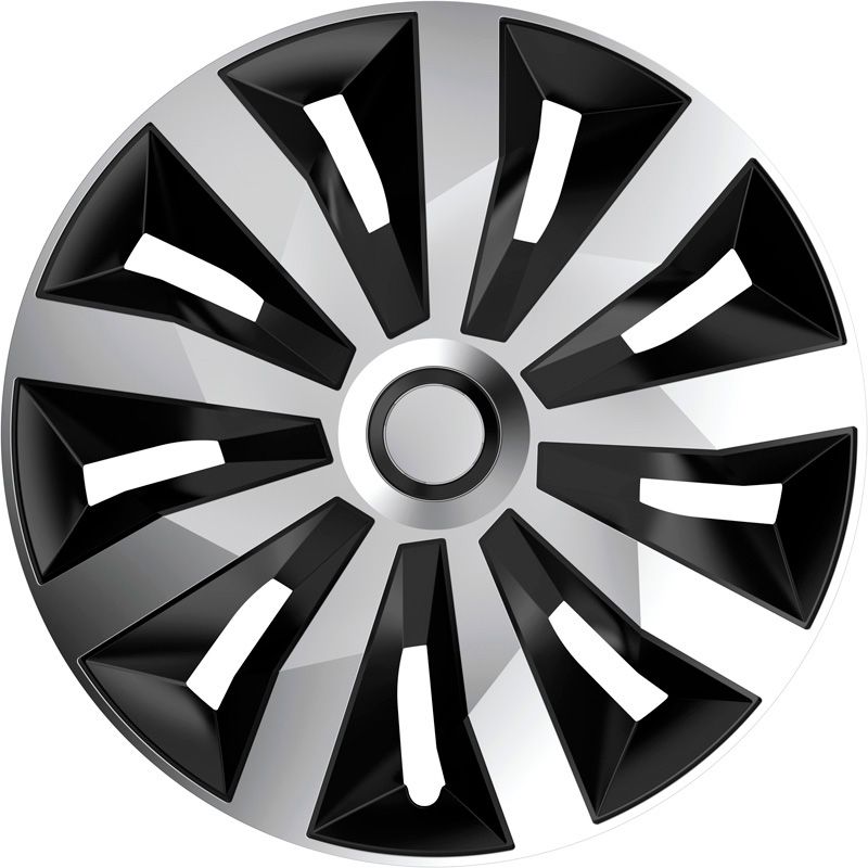AutoStyle, Wieldoppen 'Penta', 14 inch, Zilver/Zwart, Set van 4