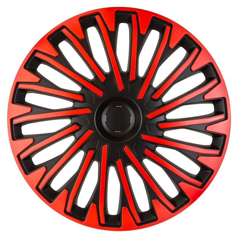 AutoStyle, wieldoppen, 4 stuks, Soho 14-inch zwart/rood