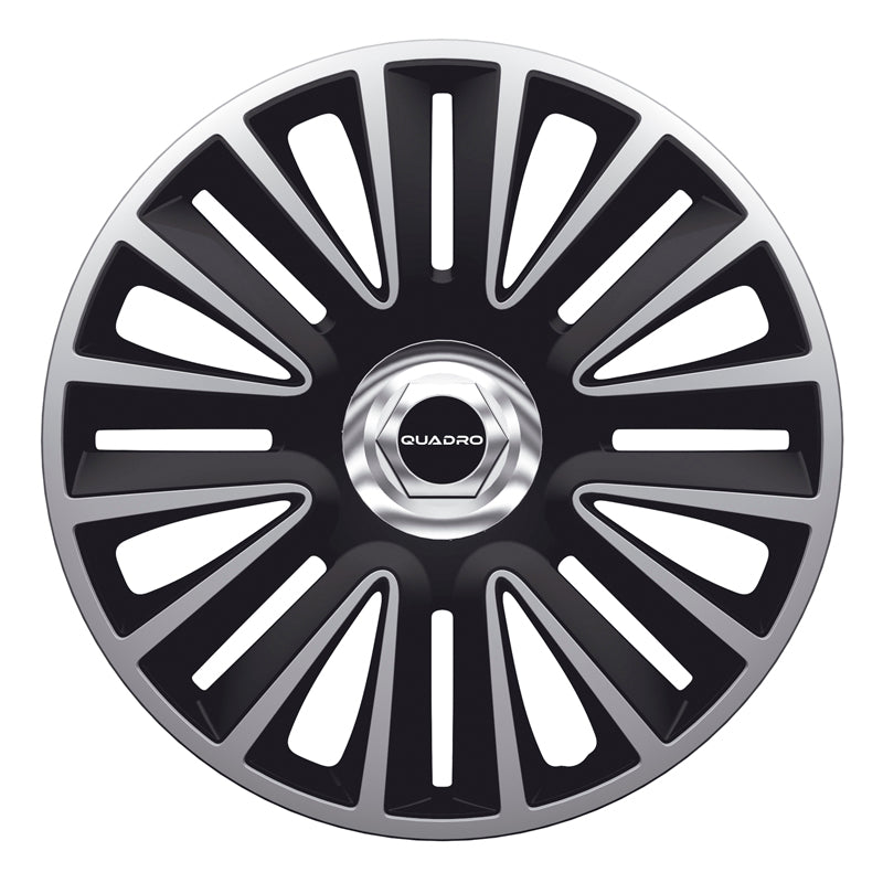 AutoStyle, wieldoppen, 4 stuks, Quadro Pro 13-inch zilver/zwart + chromen ring