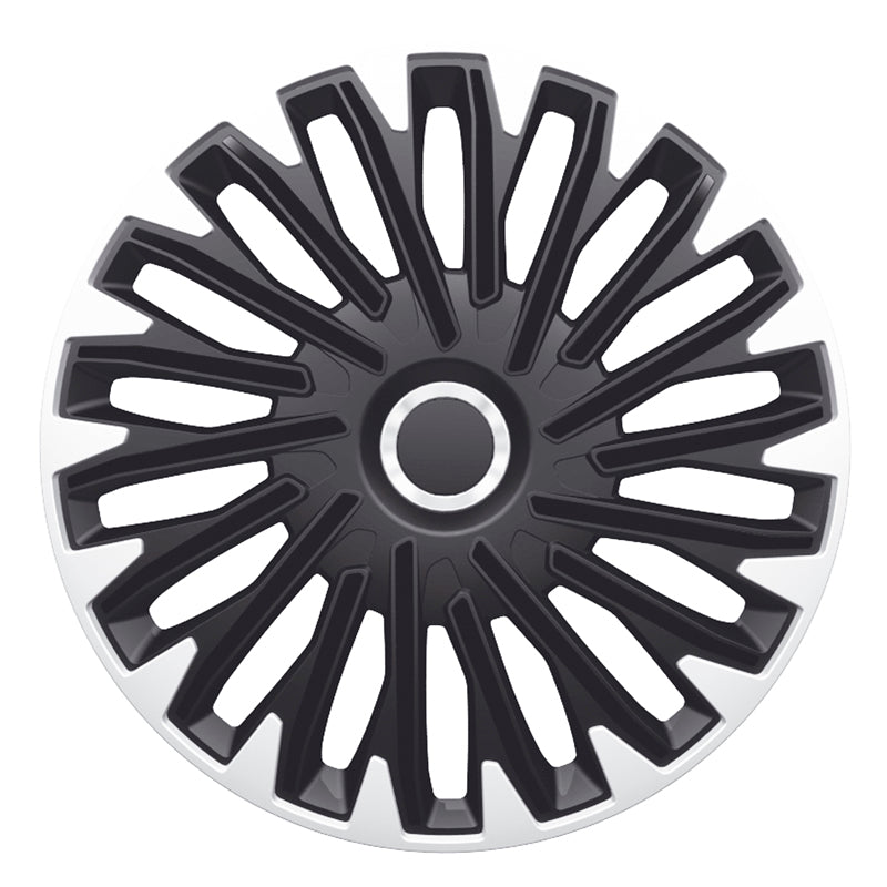 AutoStyle, wieldoppen, 4 stuks, Quantum Pro 16-inch zilver/zwart + chromen ring