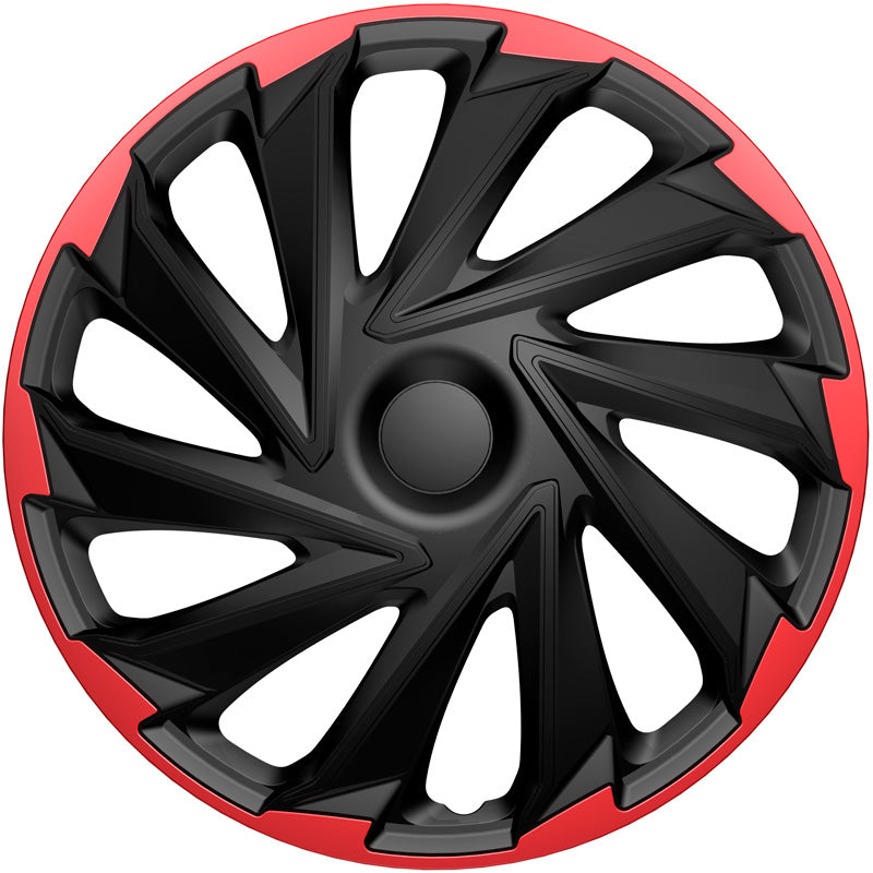 AutoStyle, wieldoppen, Misano R, zwart/rood, 4 stuks, 14 inch