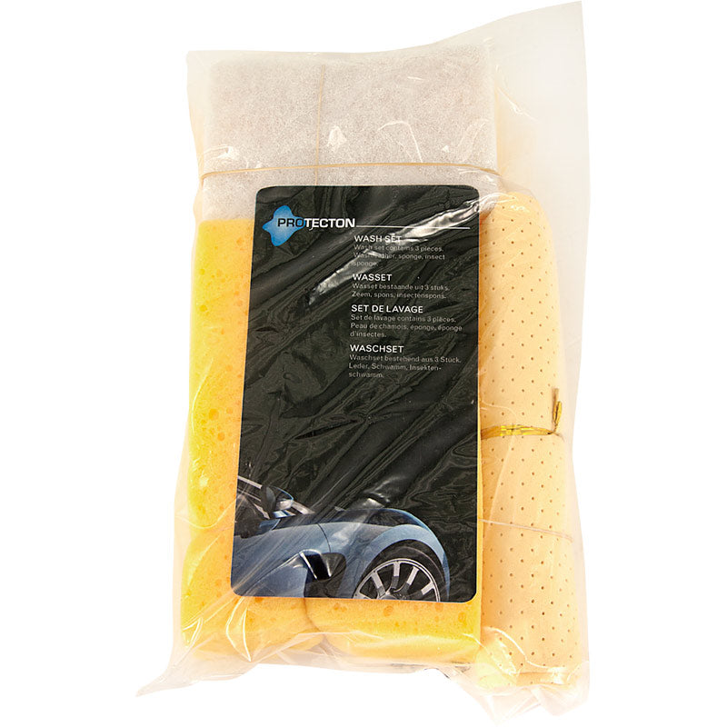 Protecton, Car Wash Set - 3 Pieces - Wash Cloth, Sponge, Insect Sponge