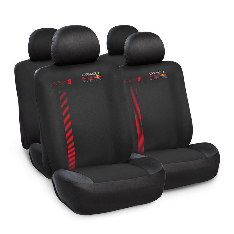 Red Bull Racing, MV1 Max Verstappen Universal Seat Cover Set - 10-piece - Black/Red - Suitable for Side Airbags