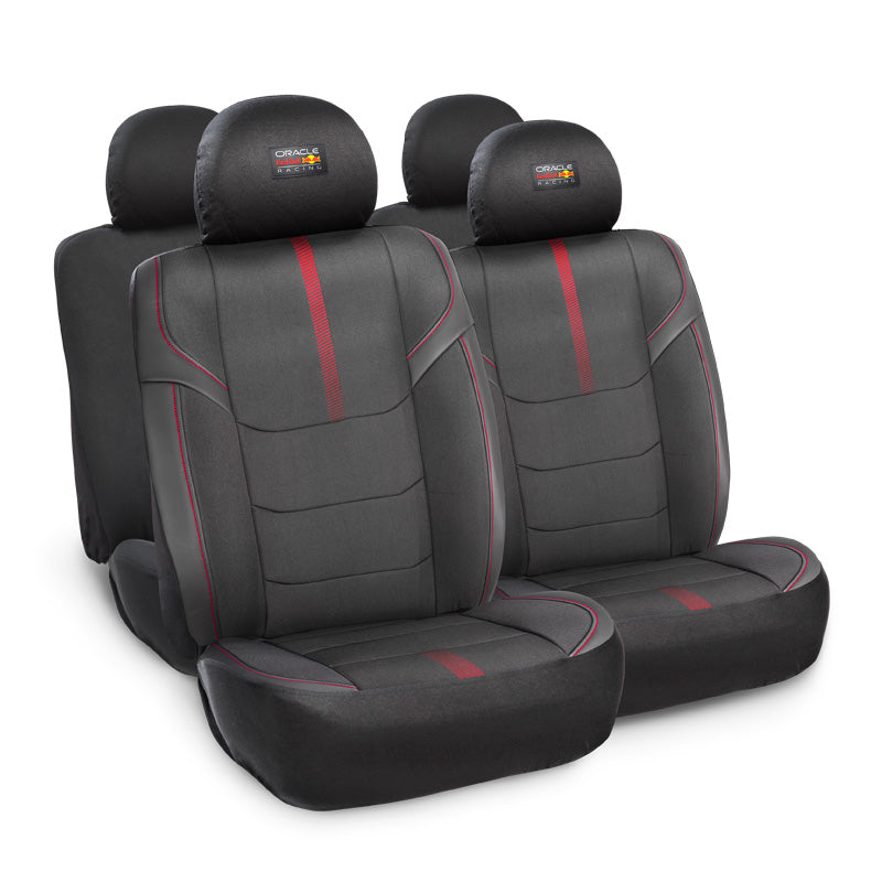 Red Bull Racing, Universal Seat Cover Set Pro - 10-Piece - Black/Red - Suitable for Side Airbags