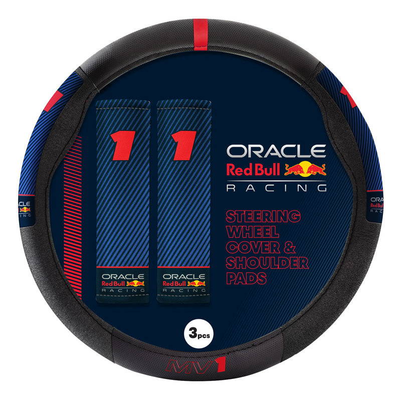 Red Bull Racing, Universal Steering Wheel Cover with Shoulder Pads - Type 002 MV1 - Black/Red/Blue