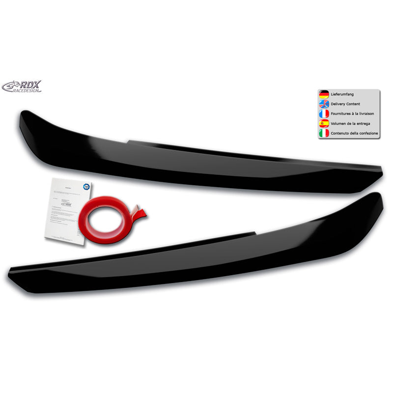 RDX Racedesign, Headlight Eyelids, fits Audi Q3 (F3) incl. Sportback 2019- (ABS Gloss Black)