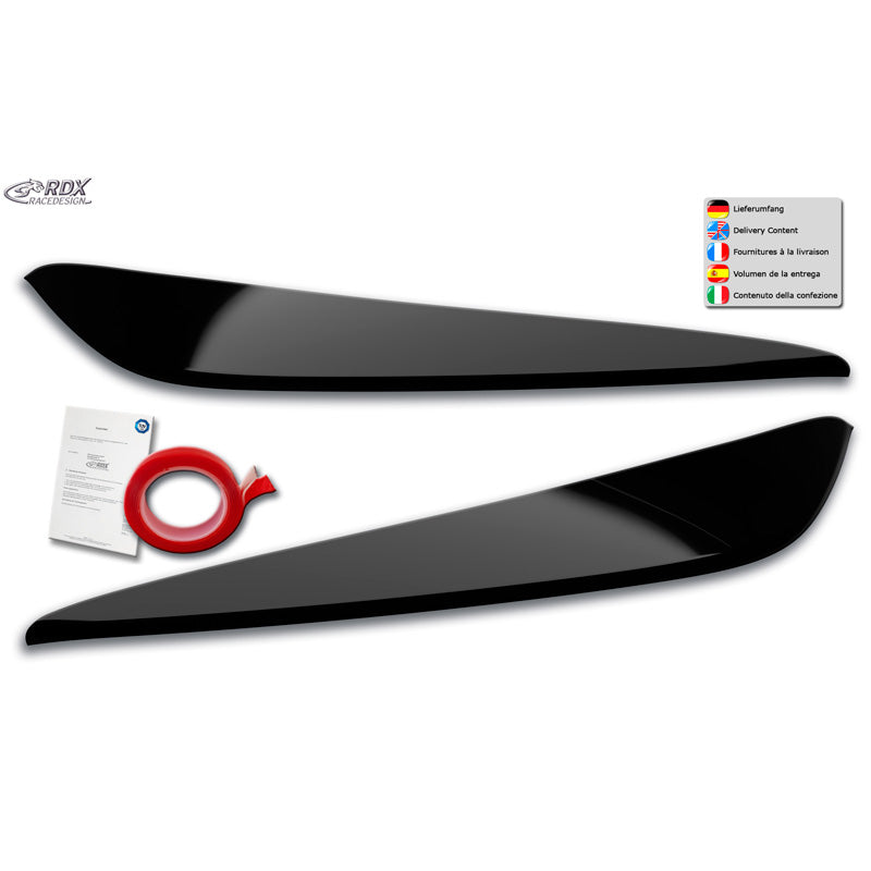 RDX Racedesign, Headlight Eyelids, fits BMW 2-Series Gran Coupe (F44) 2019- (ABS Gloss Black)