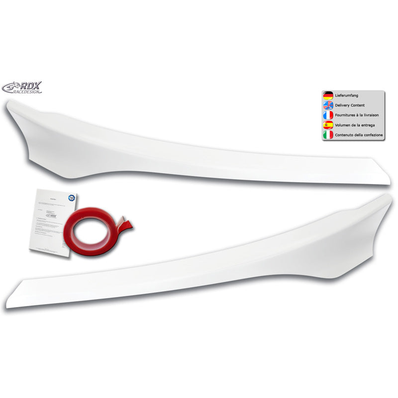RDX Racedesign, koplampspoilers, glanswit, past op Ford Transit Custom & Tourneo Custom Facelift 2018-2023