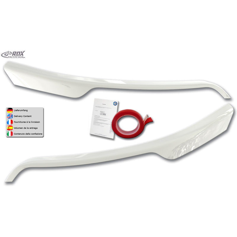 RDX, Eyebrow, ABS Gloss White, fits Ford Transit (silver Halogen headlights) (2014-)