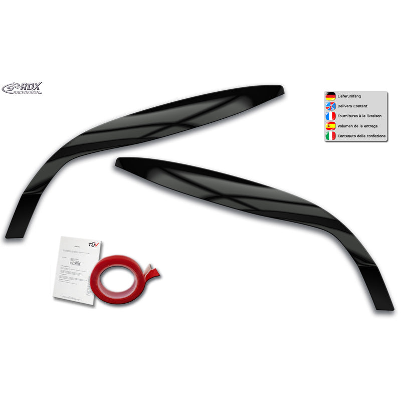 RDX, koplampspoiler, ABS glanzend zwart, passend voor Renault Megane III (2008-2015)