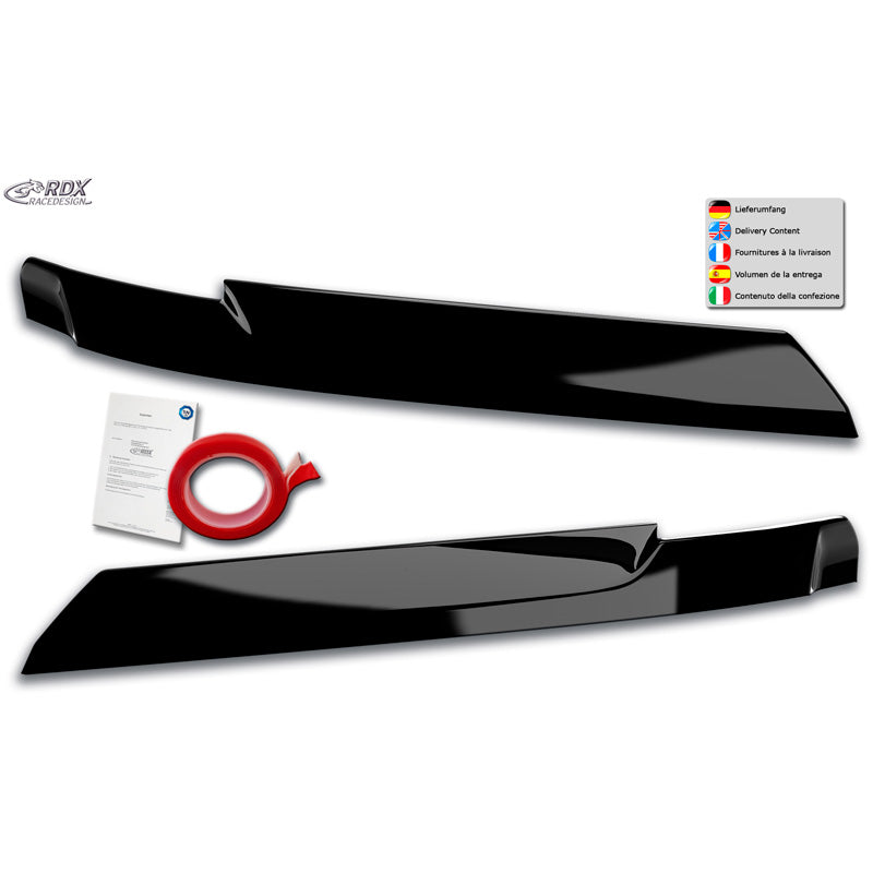 RDX Racedesign, paupières de phares, pour Volkswagen Crafter & MAN TGE 2017- (ABS Gloss Black)