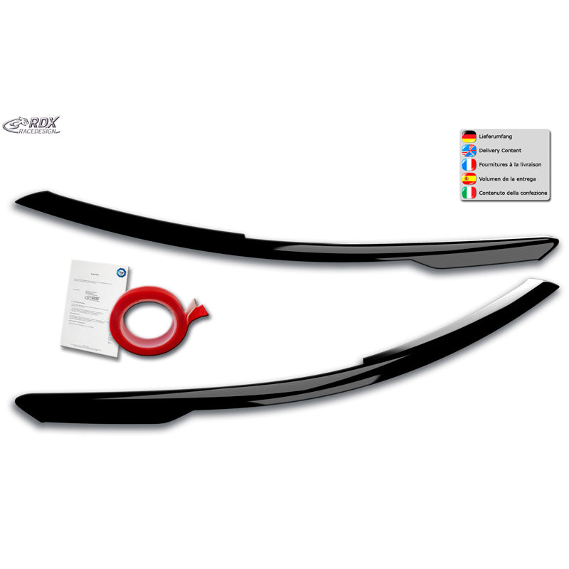 RDX Racedesign, Headlight eyebrows, fits Volkswagen Golf VIII (CD) 2020- (ABS Gloss Black)