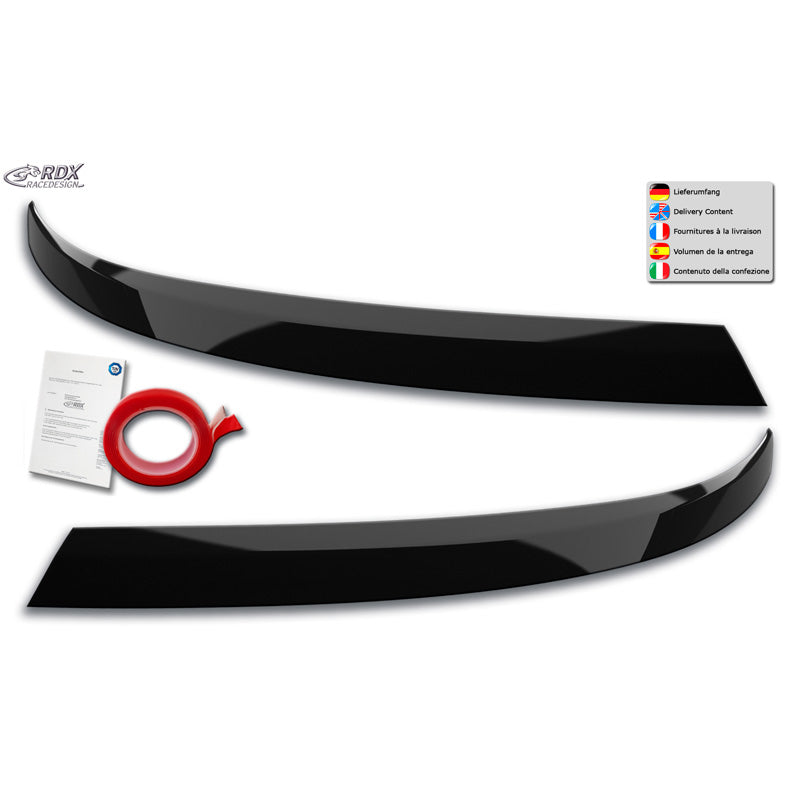 RDX Racedesign, Headlight brows, fits Volkswagen Transporter T6.1 2021- (ABS Gloss Black)