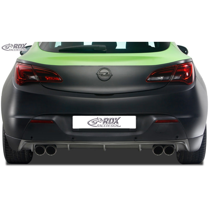 RDX Racedesign, lame de pare-chocs arrière « Diffuseur », convient pour Opel Astra J GTC 2009-2015 excl. OPC (pour double échappement) (PUR)