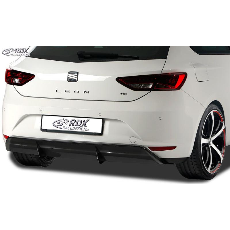 RDX Racedesign, jupe de pare-chocs arrière « Diffuseur », convient à Seat Leon 5F SC/5 portes 2013-2017 hors ST/FR/Cupra (ABS noir brillant)