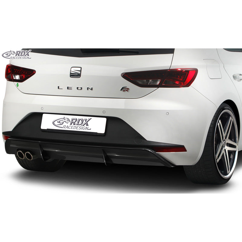RDX Racedesign, Rear bumper skirt 'Diffusor', fits Seat Leon 5F FR SC/5-doors 2013-2017 excl. ST/Cupra (ABS glossy black)