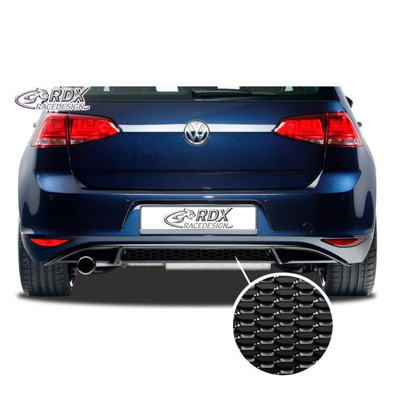 RDX Racedesign, Jupe de pare-chocs arrière 'Diffusor', convient à Volkswagen Golf VII HB 3/5-doors 2012- 'GTI-Look' excl. GTi/GTD (PUR)