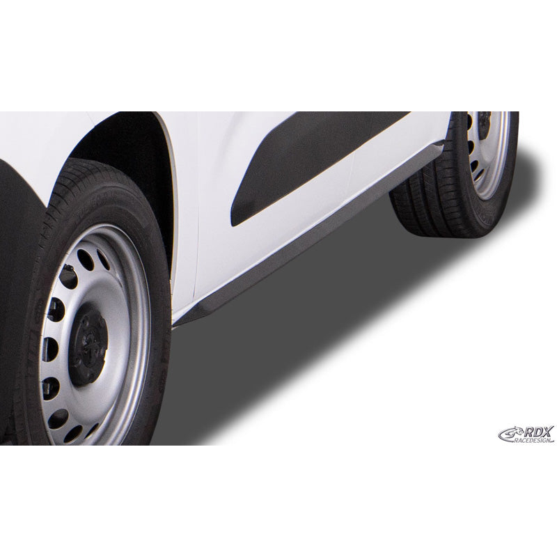 RDX Racedesign, Side skirts, fits Citroën Berlingo / Peugeot Partner & Rifter / Opel Combo / Toyota ProAce City & ProAce City Verso 2018- 'Slim' (ABS glossy black)