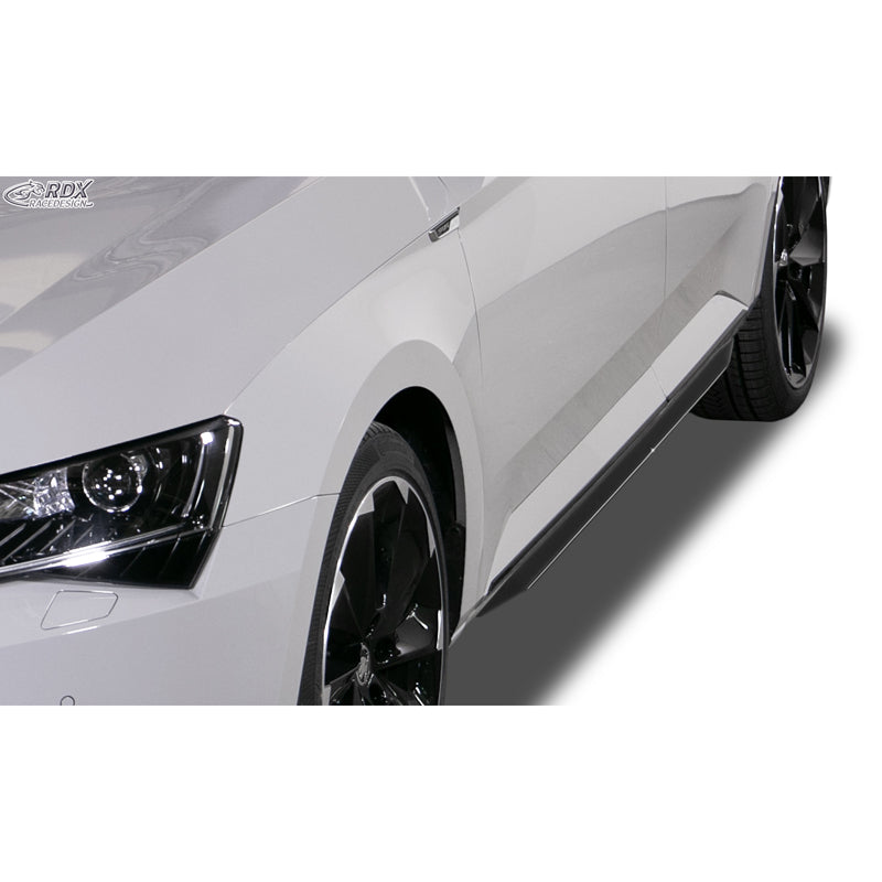RDX Racedesign, Side skirts 'Slim', fits Skoda Superb 3V Sedan/Wagon 2015- (ABS glossy black)
