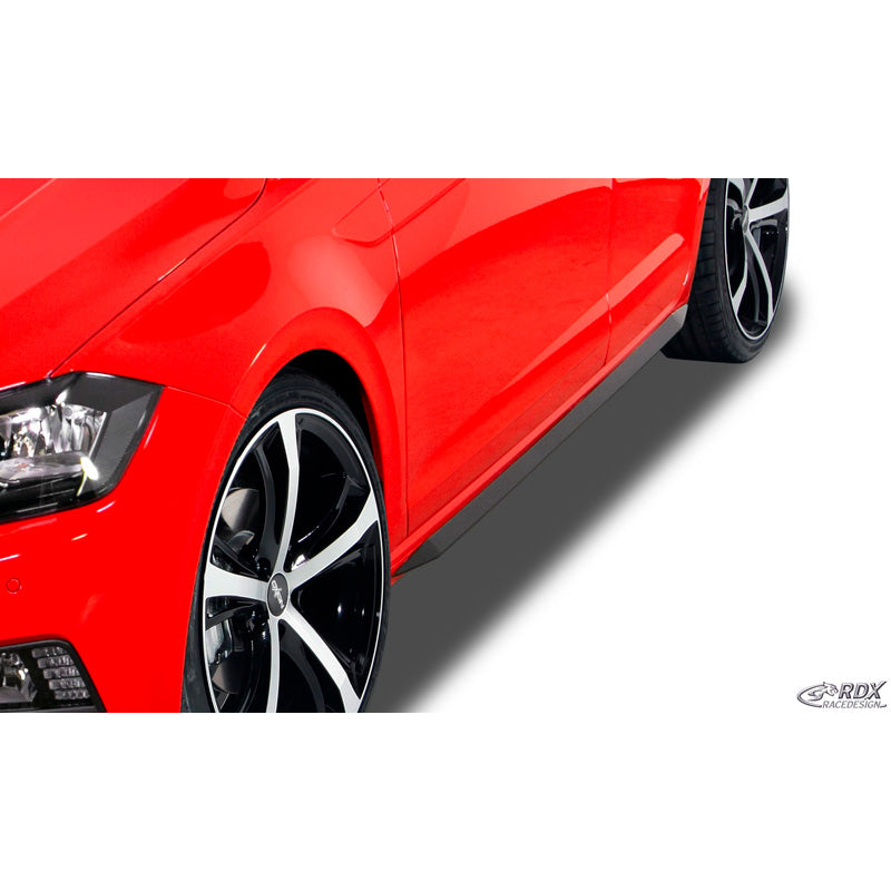 RDX Racedesign, Side Skirts 'Slim', fits Volkswagen Polo (AW) 2017- (ABS glossy black)