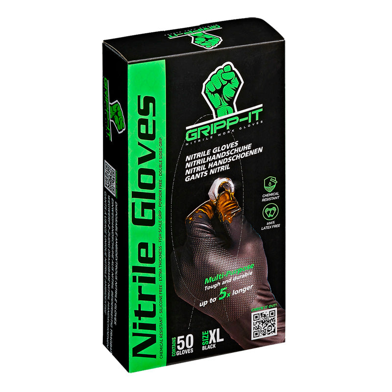 Gripp-It, Nitrile Gloves - Size XL - Black - Dispenser Box with 50 pcs.