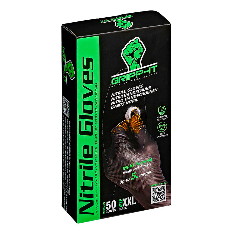 Gripp-It, Nitrile Gloves - Size XXL - Black - Dispenser Box with 50 pcs.