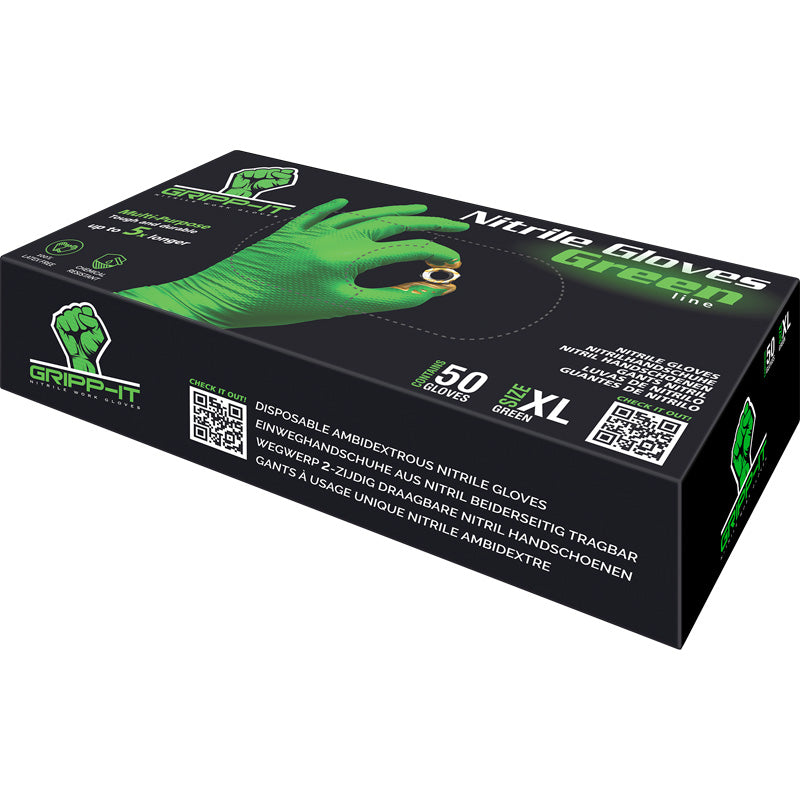 Gripp-It, Nitrile Gloves - Size XL - Green - Dispenser Box with 50 pcs.