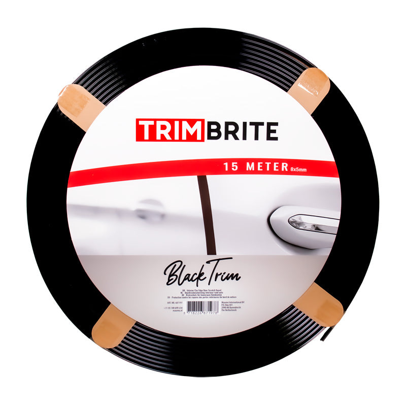 Trimbrite, Self-Adhesive Decorative Strip - Black - 15 meters - U-profile 8x5mm