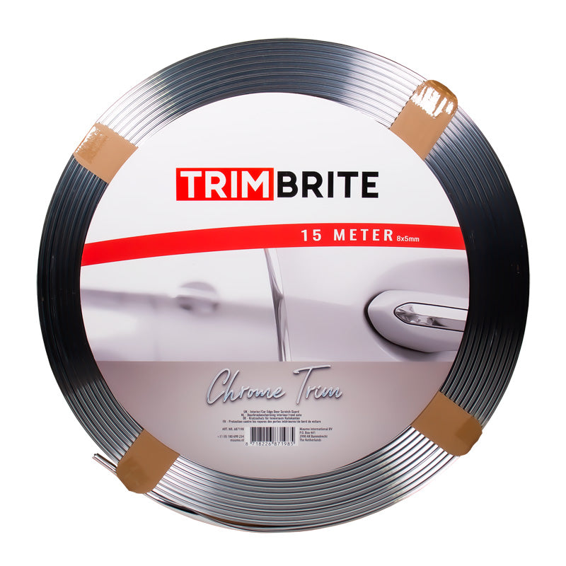 Trimbrite, Self-Adhesive Decorative Strip - Chrome - 15 meters - U-profile 8x5mm