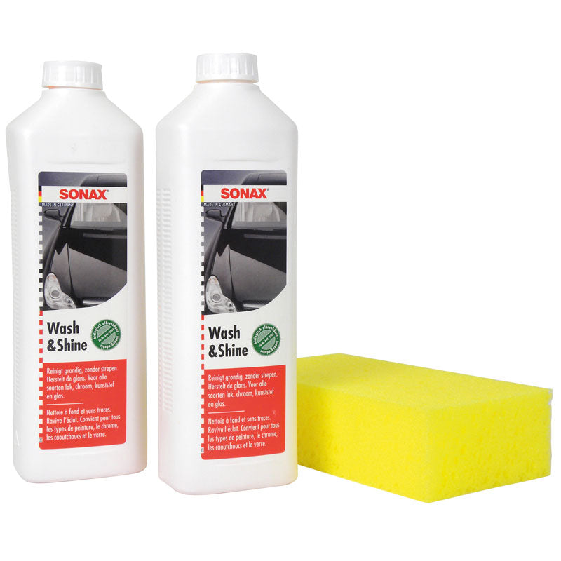 SONAX, kit shampooing lavage et brillance efficace - 2 flacons et éponge