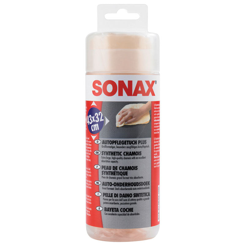 SONAX, Très grande peau de chamois synthétique - forte absorption - boîte pratique