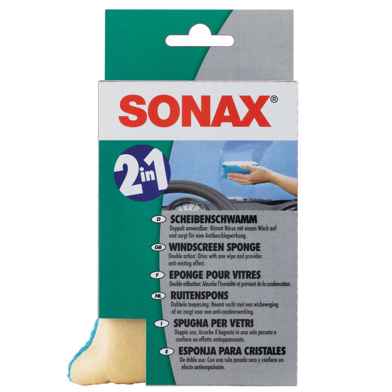 SONAX, Window Washing Sponge with Anti-Fog Effect - Drying Cloth