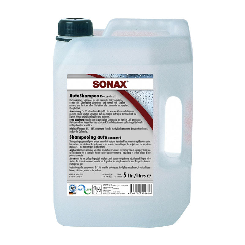 SONAX, shampoo concentré brillant - 5L - lavage auto doux