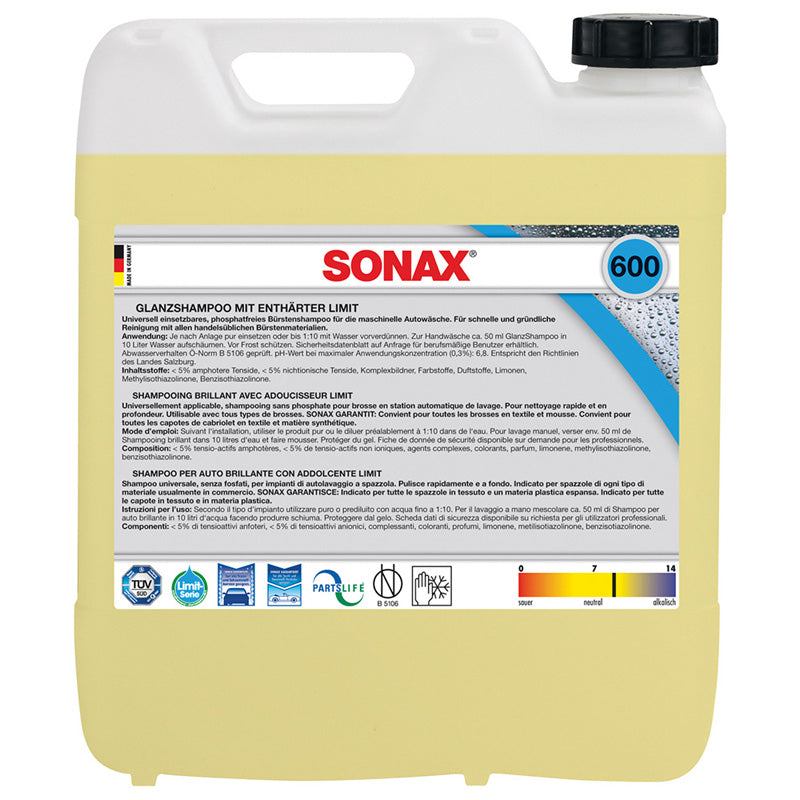 SONAX, Limit Gloss Shampoo - Très concentré - 10 Litres