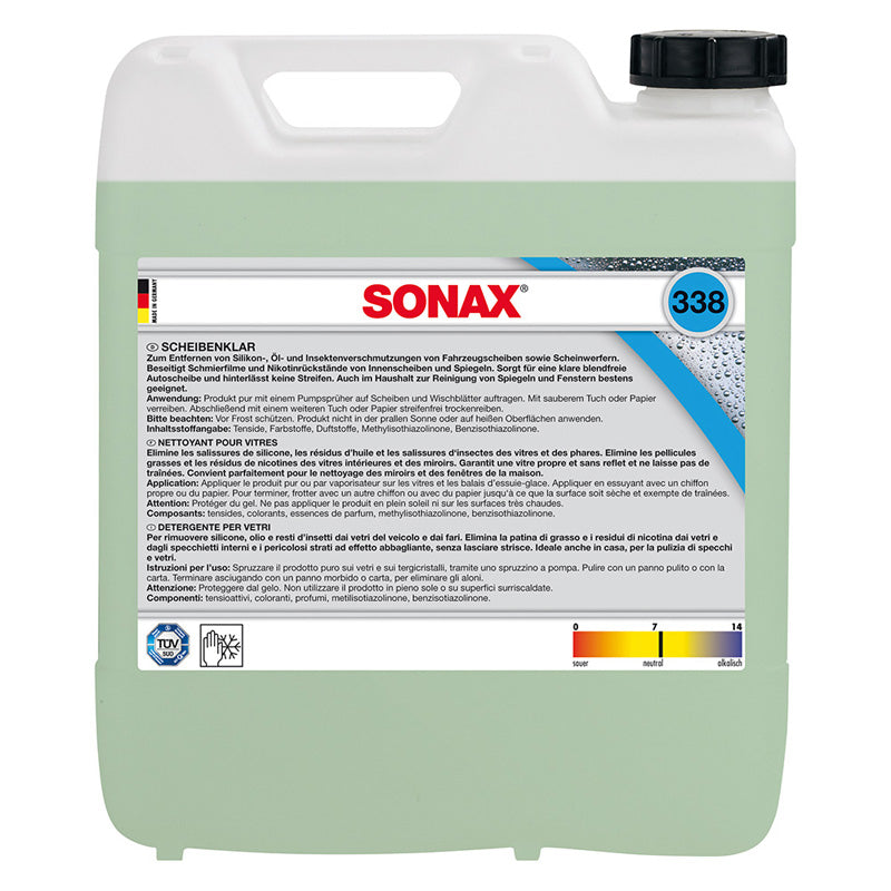 SONAX, Nettoyant vitres - Insectes, saleté et nicotine - 10 Litres