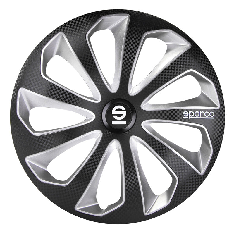 Sparco, Wheel Covers, 4pcs., Sicilia - 13-inch - Black/Silver/Carbon