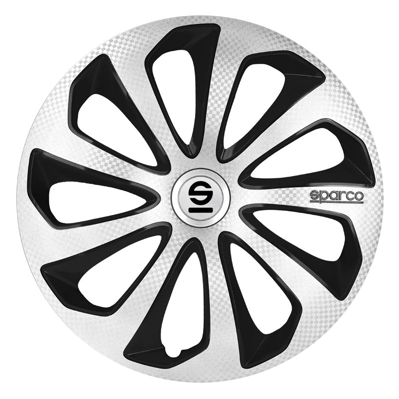 Sparco, wieldoppen, 4 stuks, Sicilia - 15-inch - zilver/zwart/carbon