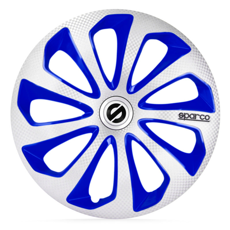 Sparco, wieldoppen, 4 stuks, Sicilia - 15-inch - zilver/blauw/carbon