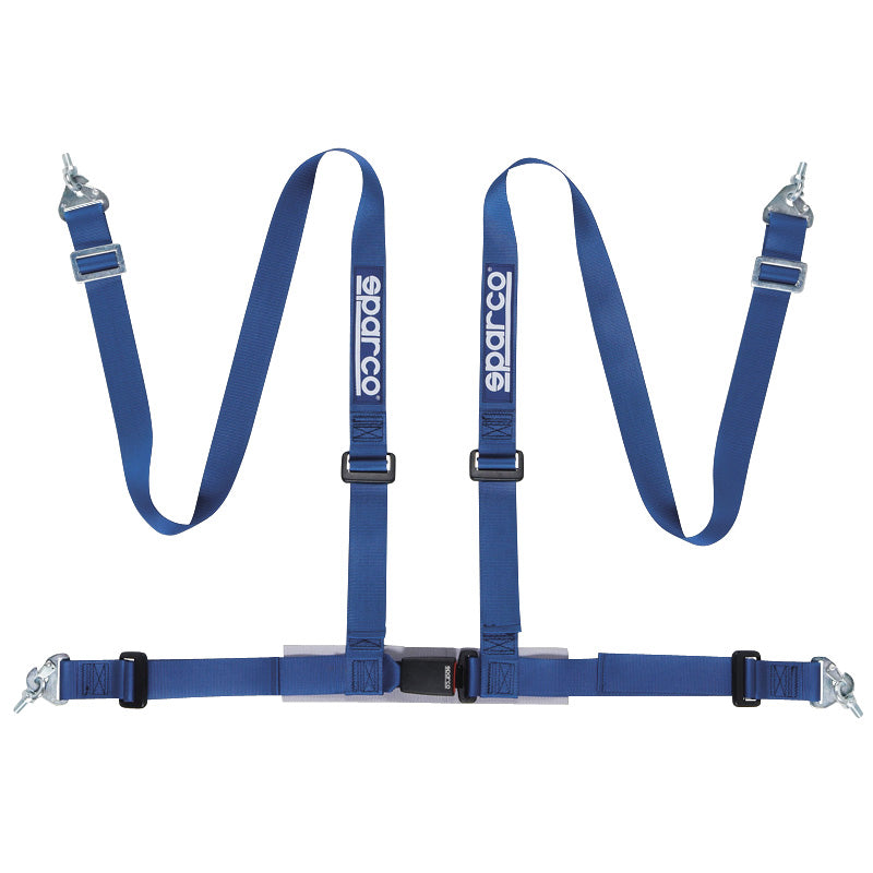 Sparco, 4-Point Safety Harness - Blue - incl. Pelvic Protection & Hook Mounting (ECE E-Mark)