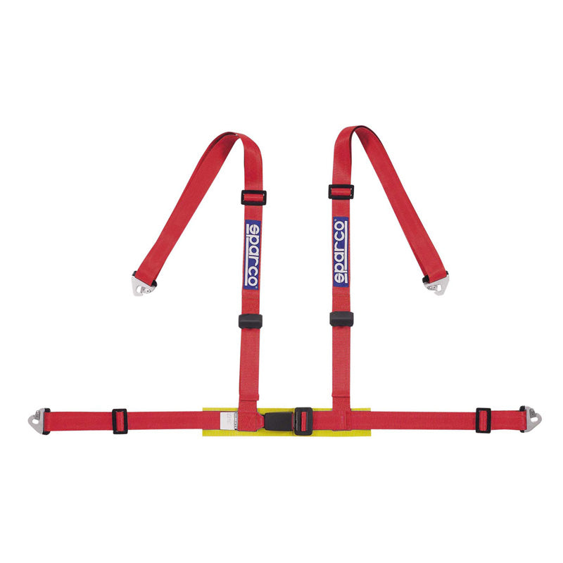 Sparco, 4-Point Seat Belt - Red - incl. lap protection & hook mounting (ECE E-Mark)
