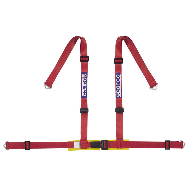 Sparco, 4-Point Safety Harness - Red - incl. Pelvic Protection & Bolt-On Mounting (ECE E-Marked)