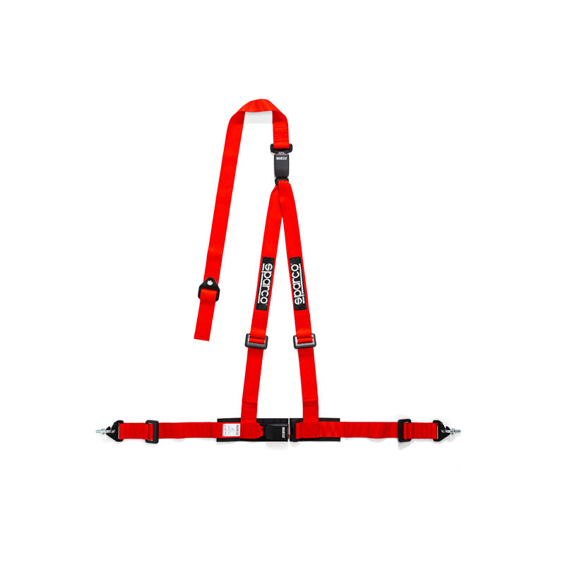 Sparco, 3-Point Sport Safety Belt - Red - incl. Pelvic Protection & Screw Mounting (ECE E-Mark)