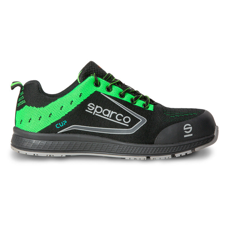 Sparco, Lightweight Safety Shoes CUP S1P - Black/Green - EU Size 40