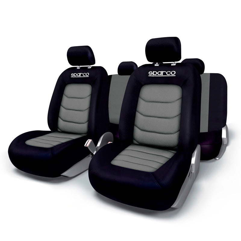 Sparco, Universal Seat Cover Set - Black/Grey - 11 pieces