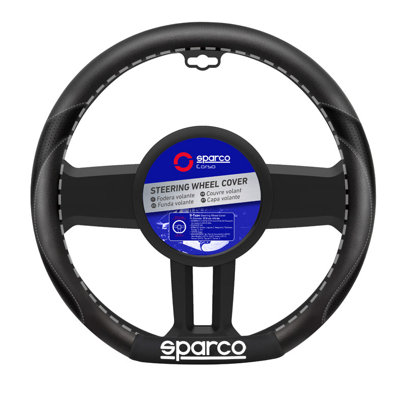 Sparco, Sport Leather Steering Wheel Cover - D-Type 37,5cm - fits Citroën/Peugeot/Renault/Toyota/Volkswagen