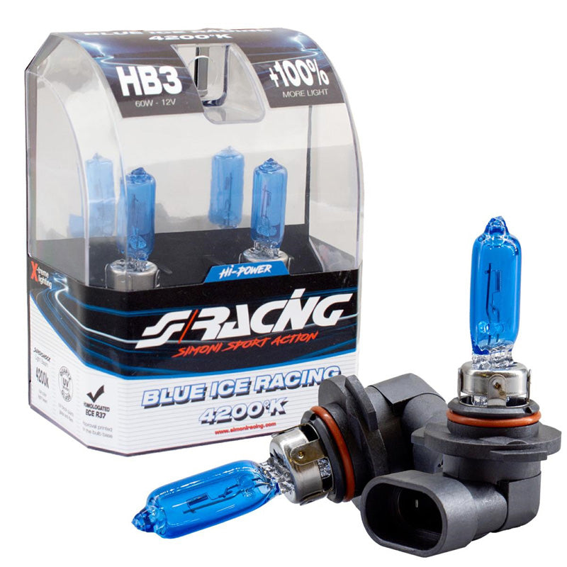 Simoni Racing, Halogen Bulbs 'Blue Ice Racing' HB3 (4200K) 12V/65W - Set of 2 pcs. ECE-R37 E-Mark